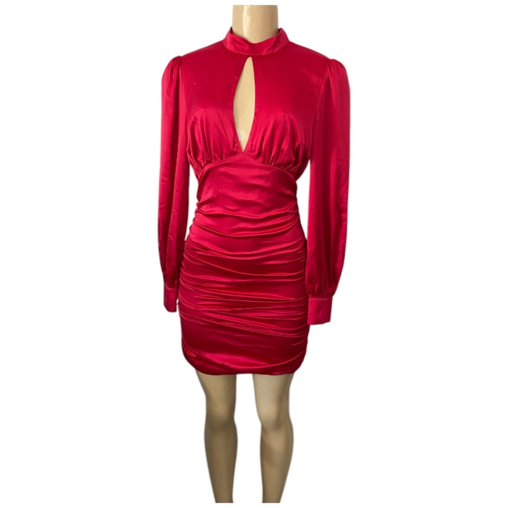 MAJORELLE REVOLVE Bristol Mini Dress Hot Pink Satin Size Small - Picture 2 of 9